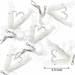 Fish WOW! 5-pack Ling Cod Rig with twin bulb squids glowing for night fishing