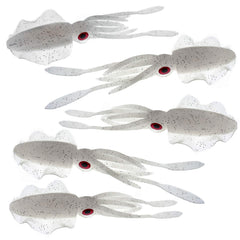 Fish WOW! 5pcs white squid skirt 6in for versatile freshwater and saltwater lure action.