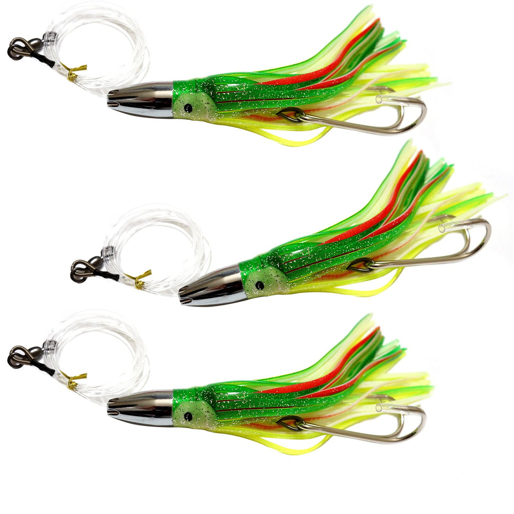 Fish WOW! 7-inch jet-head tuna lure front view for big game targeting.