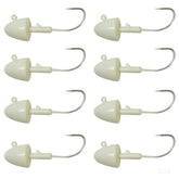 Fish WOW! 8pcs shad jighead glow closeup for improved lure visibility.