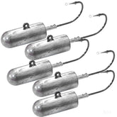 Fish WOW bullet jighead 8oz side view with strong 10/0 hook for saltwater rigs