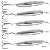 Fish WOW! diamond jig top view with chrome-silver finish for fast vertical drops.