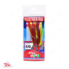 Fish WOW mixed color feather rig showing vibrant lure options for rockfish