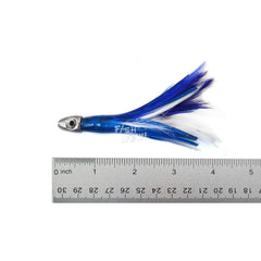 Fish WOW! feather-squid-skirt lure with vinyl detail boosts visibility in rough sea conditions.