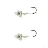Fish WOW! glow jig head 4oz with 9/0 hook enhances night visibility for targeted casts.