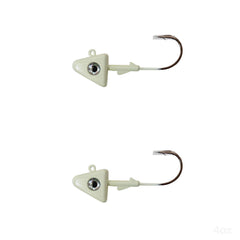 Fish WOW! glow jig head 4oz with 9/0 hook enhances night visibility for targeted casts.