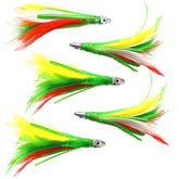 Fish WOW! mini-feather 4in head chrome for high visibility during trolling.