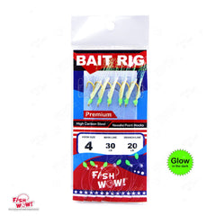 Fish WOW! glow green head beads on size 4 rig attract baitfish.