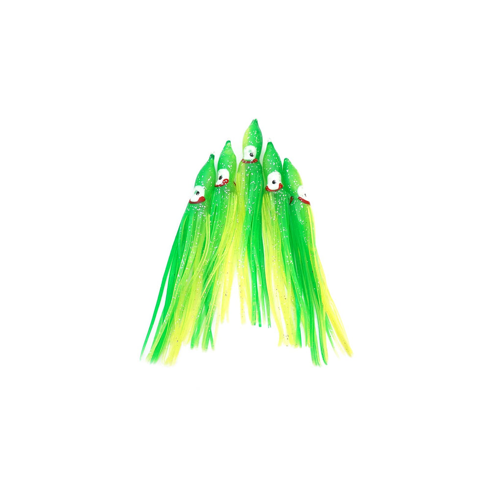 Fish WOW chartreuse green squid skirt attracts multiple species with vibrant color