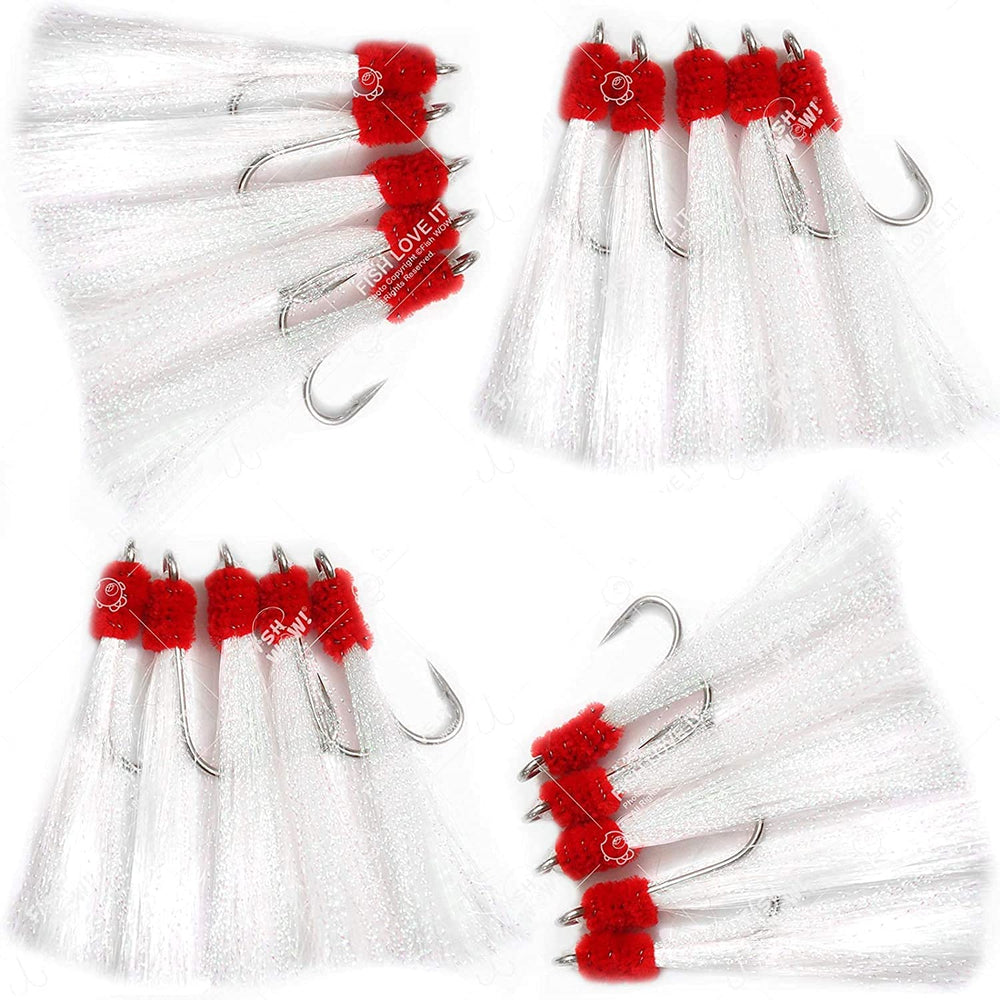 Fish WOW! Shrimp Flying Hooks 7/0 white close-up showing lure finish and rockfish appeal