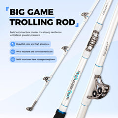 FISHAPPY trolling rod aluminum reel seat locks secure reel placement.