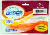 FishBites E-Z Crab Fast Acting Orange bait strip on hook dissolving quickly