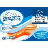 Fishbites E-Z Flea bait strips in Sand Flea / Sand Crab / Mole Crab variant, ready to hook