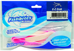 FishBites E-Z Crab longer lasting bait strip flesh pink, 12in, ready for reliable casting