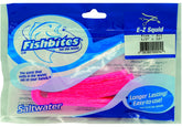 FishBites EZ-Squid longer lasting pink bait strip on hook for lasting catches.