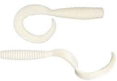 Fishbites Fight Club 6-inch Grub White Knuckle in water showing scent release.