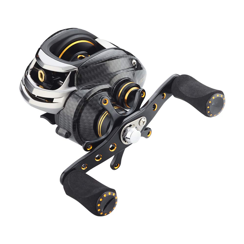 FishDrops baitcasting reel aluminum spool for durable, smooth casting.