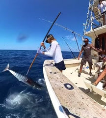 Wahoo Shock Leader in use during high-speed trolling