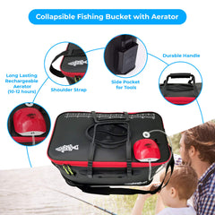 Fishernomics collapsible fishing bucket 10 gallon red