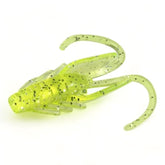 FISHIN ADDICT Nano-Cray 40mm chartreuse close-up with wiggling claws for perch fishing