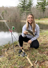 Fishin Stix Bite Alarm blinking and sounding to signal a bite.