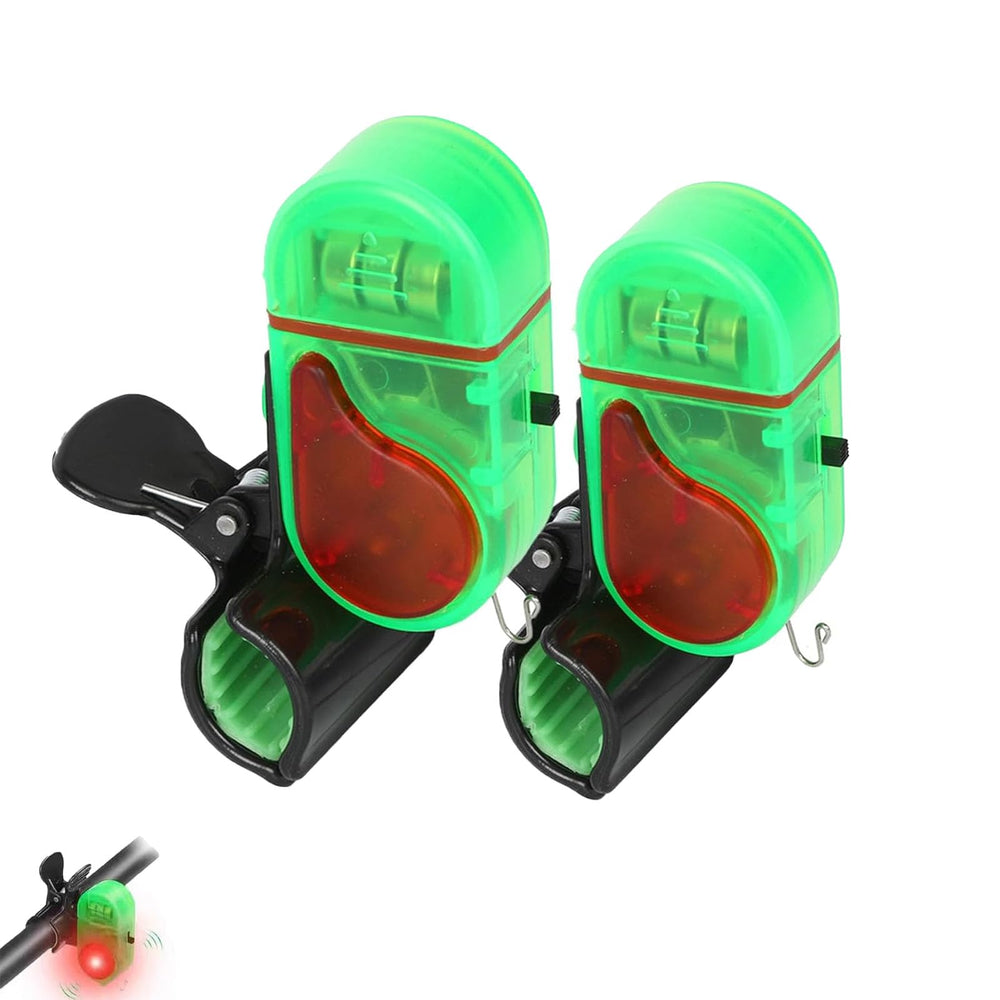 Fishing line alarm mounted on a rod with LED indicator