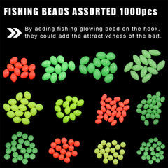 Beads threaded onto fishing line for lure rigs