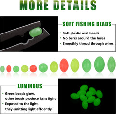 Yellow and red glow beads in multiple sizes for rigging.
