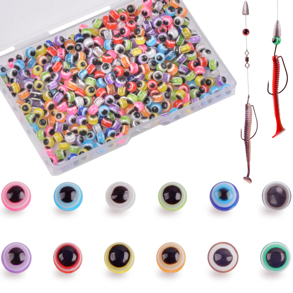 200pcs 8mm round fishing beads in assorted colors with storage box