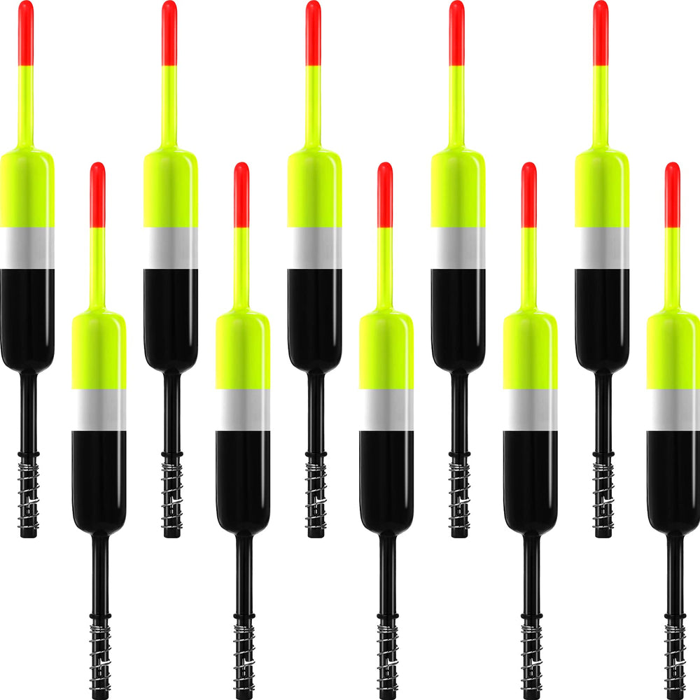 10-piece fishing bobbers set in black and yellow, 2.4-inch size