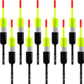 10-piece fishing bobbers set in black and yellow, 2.4-inch size