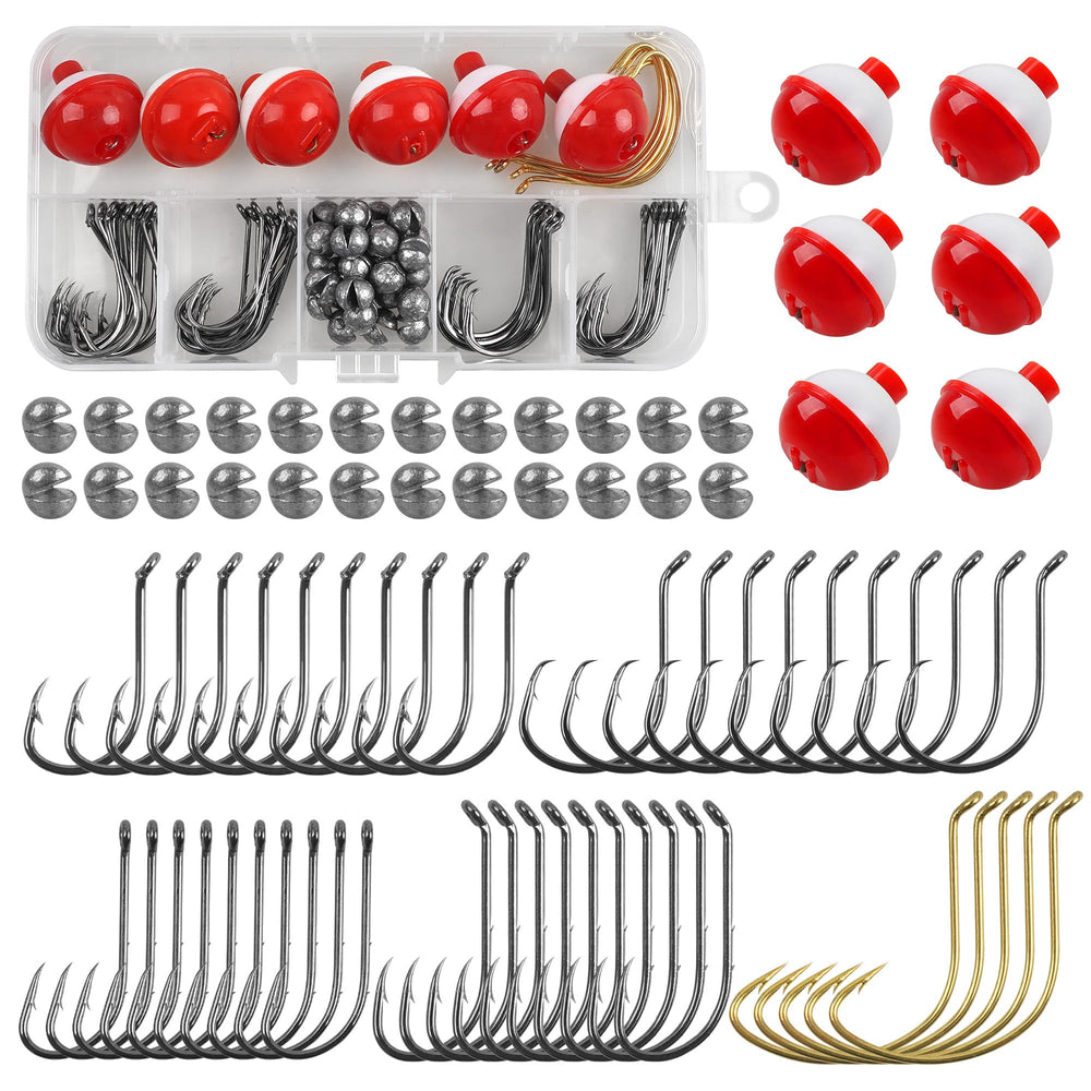 75-piece fishing tackle kit in a plastic box