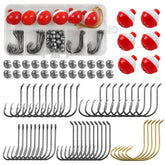 75-piece fishing tackle kit in a plastic box