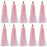 Pink fishing bucktail teaser set close-up