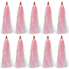 Pink fishing bucktail teaser set close-up