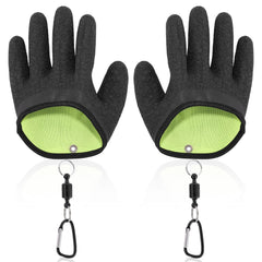 Front view of fishing gloves with magnet release