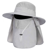 Light grey 3-in-1 fishing hat for men with wide brim