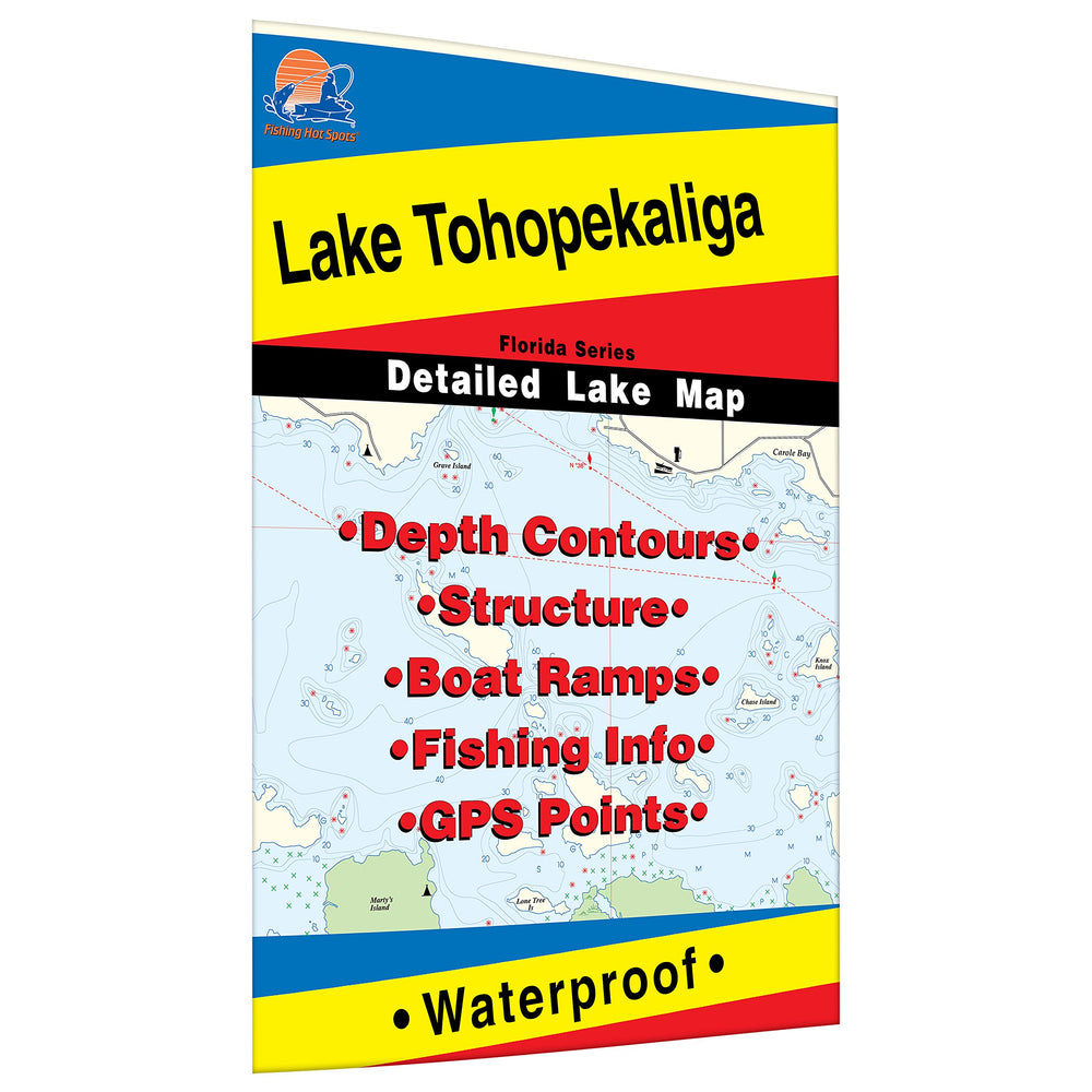 Fishing Hot Spots Tohopekaliga map shows prime angling areas for largemouth bass and panfish