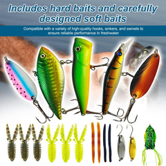 Tackle box open showing organized 154-piece set