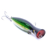 Fishing Lures topwater popper in emerald green highlighting vivid color to attract predatory fish.