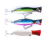 Fishing Lures Pack3 top-water popper green head front view for predatory fish