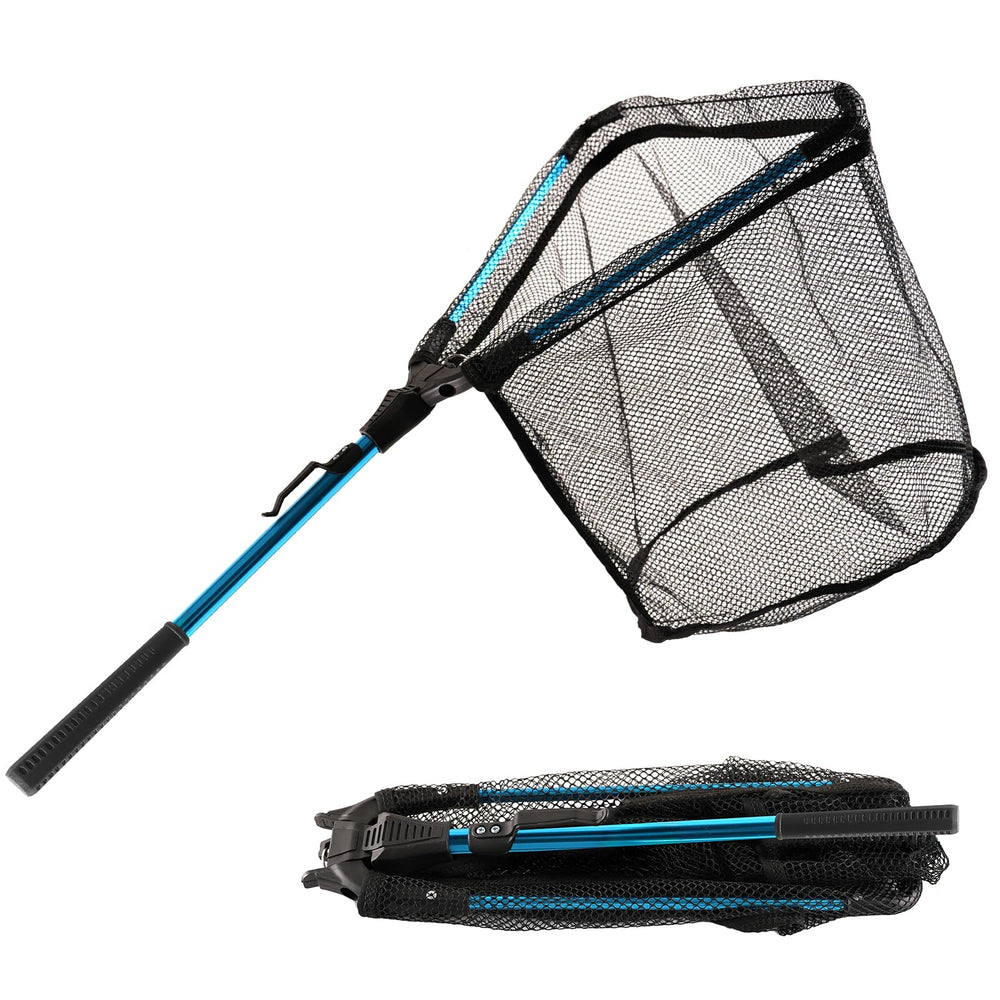 Compact folding fishing net with handle