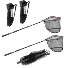 Telescoping fishing net with handle extended