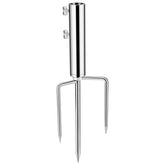 In-ground fishing pole holder with round base and stainless steel stake