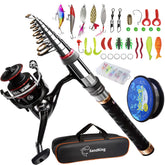Carbon fiber telescopic fishing pole and reel in Fishing Pole Kit