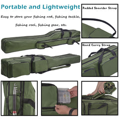 Foldable travel fishing rod case compactly stored
