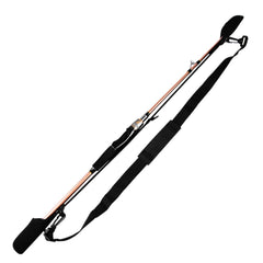 Adjustable fishing rod carrier strap with hanging ring