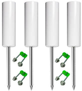 4-pack fishing rod holders staked into the ground at a beach