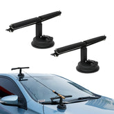 Fishing rod holder with suction cup mounted on a car door panel