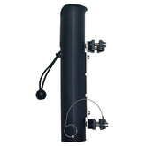 Fishing rod holder installed on a wagon showing tube clamps